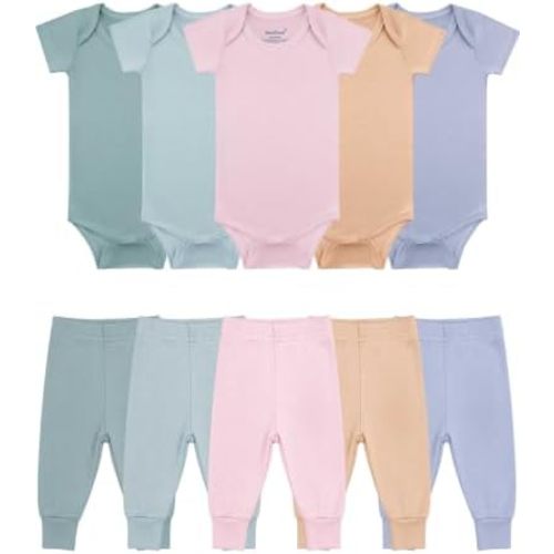 Bamboo Bodysuits Pants set 10pcs Newborn Layette 0-3 3-6 6-12 12-18 months