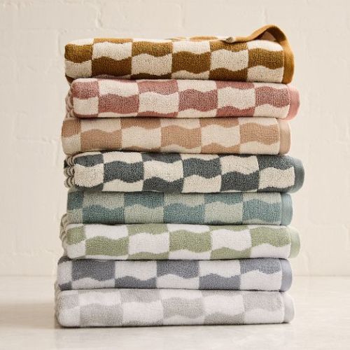 Wavy Blocks Towels – Retro Cotton Bath | West Elm