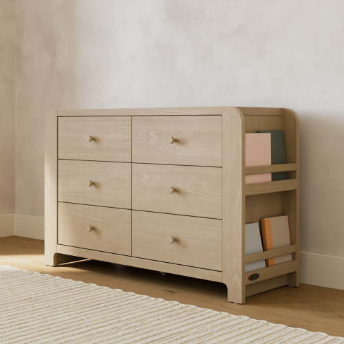 Graco Read-with-Me 6 Drawer Nursery Dresser with Bookshelves, Driftwood