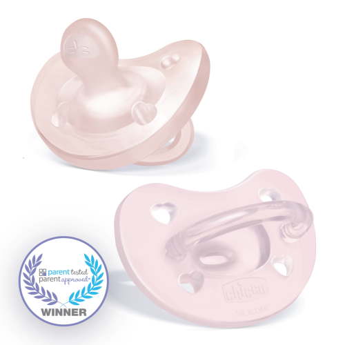 Chicco PhysioForma® One-Piece Silicone Pacifier, 0-6 Months, 2pk - Soft Pink