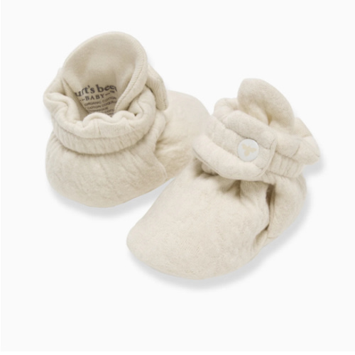 Organic Cotton Quilted Bee Baby Booties - Oat