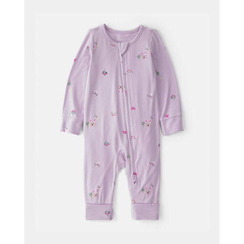 Baby Girl Fairytale 2-Way Zip PurelySoft Sleep & Play Pajama - Purple | Carter's