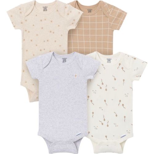 Gerber Baby Neutral 4-Pack Short Sleeve Bodysuits, Sunny Day Kites, 3-6 Months