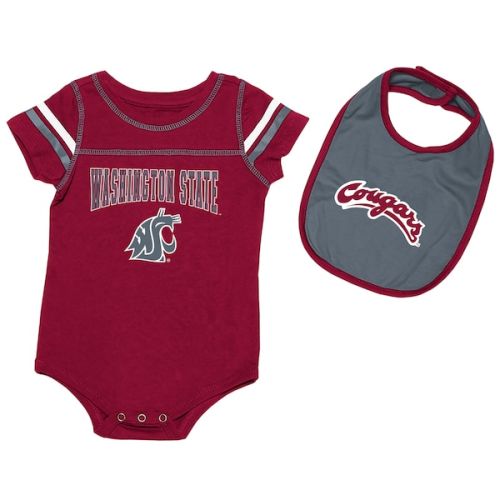 Youth Colosseum cred Washington State Cougars Infant Boys Chocolate Onsie & Bib Set Newborn