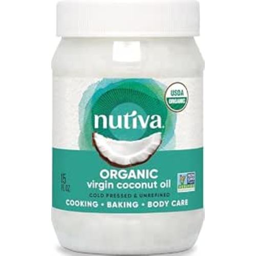 Nutiva Organic, Cold-Pressed, Unrefined, Virgin Coconut Oil from Fresh, non-GMO, Sustainably Farmed Coconuts, 15-ounce