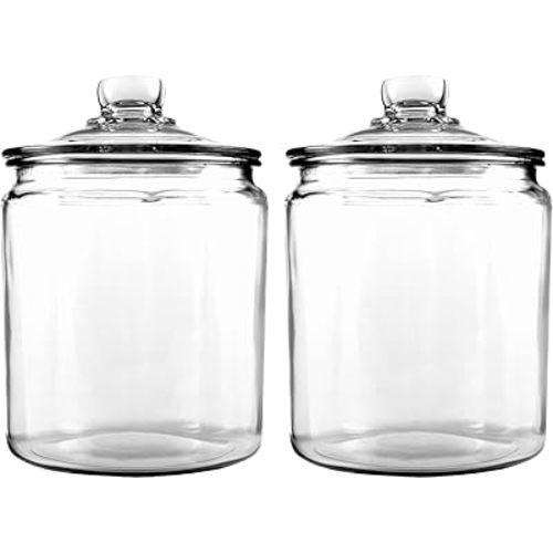 Anchor Hocking Heritage Hill 1/2 Gallon Glass Jar with Lid, Set of 2