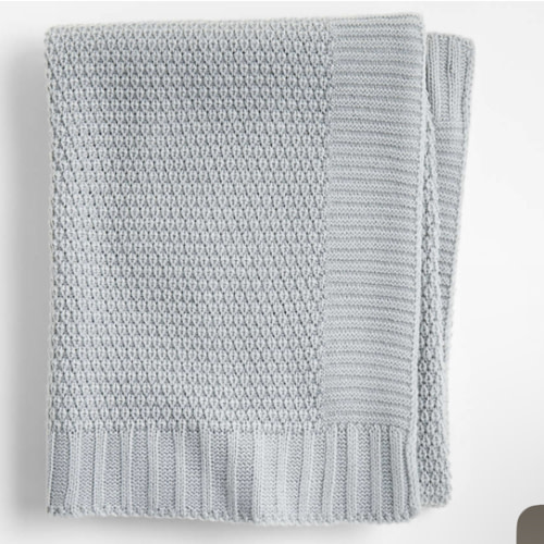 Bubble Knit Mist Blue Baby Stroller Blanket