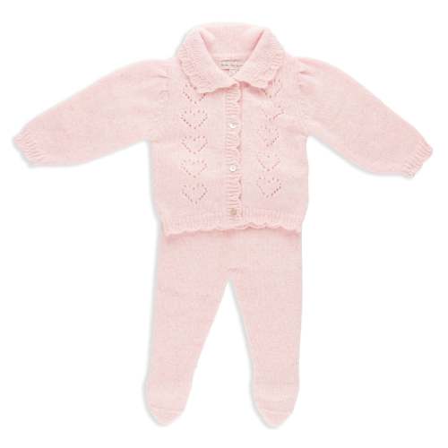 Monna Heart Pink Baby Cardigan & Legging Set