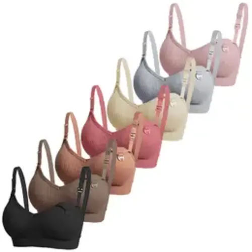 Women's Seamless Wireless Breathable Maternity & Postpartum Lactation Bra - 1-Hand Easy Front Clip, Soft Ribbed, Daily & Sleep Wear, Breathable Maternity Bra - TikTok Shop