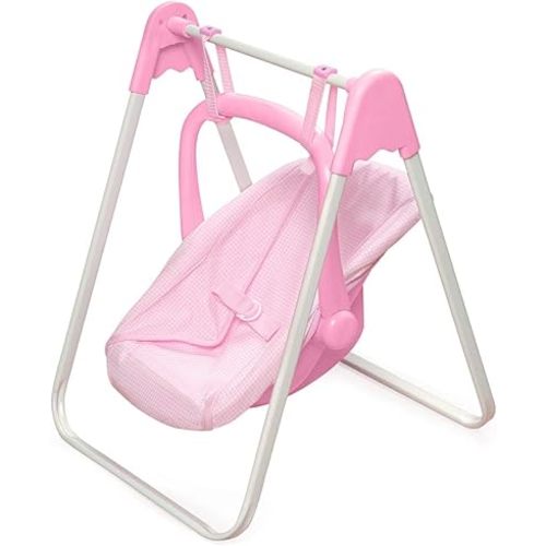 Badger Basket Doll Swing Carrier with Portable Swing Stand - Pink/White
