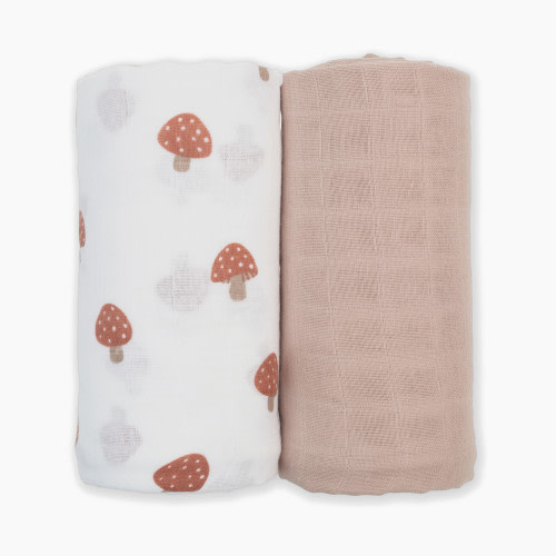 Lulujo Muslin Swaddles (2 Pack) - Mushrooms/Sand, 2