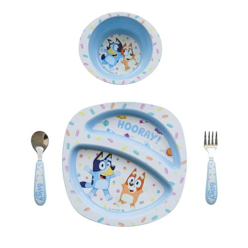 Home Dcor Bluey Toddler Dinnerware Set with Divided Plate Bowl and Utensils
