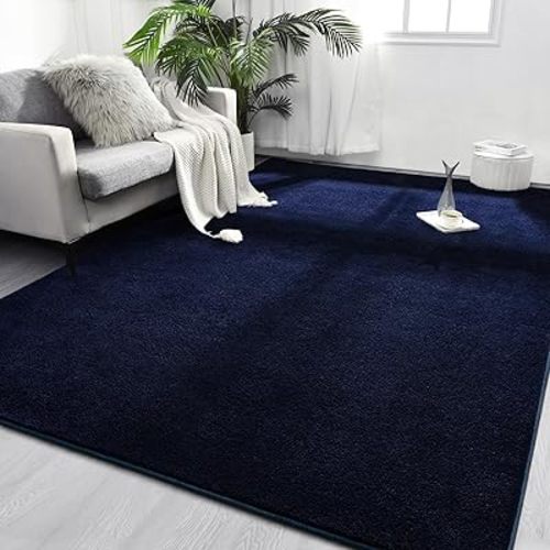 FlyDOIT Area Rugs for Bedroom Living Room, 6x9 Navy Blue Super Soft Comfy Thickened Memory-Foam Indoor Carpets, Modern Aesthetic Minimalist Carpet for Boys Girls Adults Apartment Nursery Home Décor