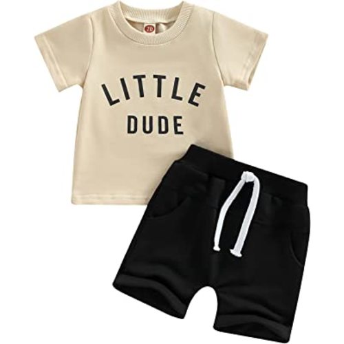 Toddler Baby Boy Summer Outfit Short Sleeve Letter Print T Shirt Top and Casual Shorts Set Cute Infant Newborn Clothes
