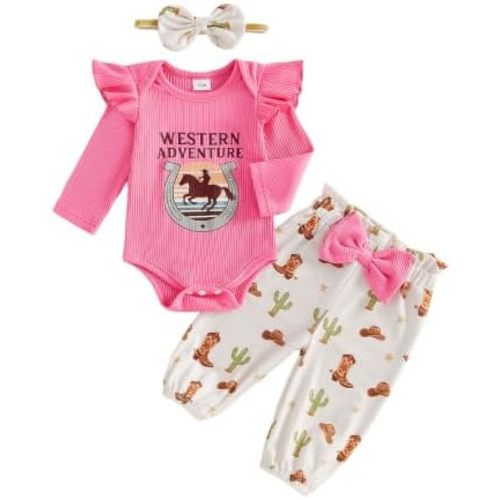 Baby Girl Fall Winter Outfits Long Sleeve Romper Pants Set