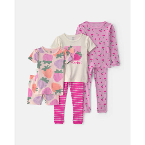 Toddler Girl Fruit 100% Cotton 6-Piece Pajama Sets - Pink/Purple | Carter's