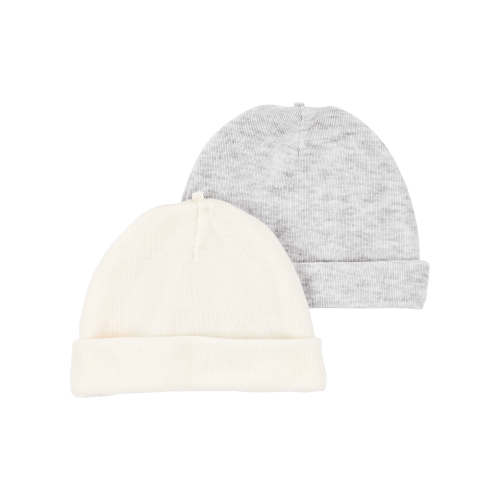 Baby 2-Pack Caps - Grey/Ivory - Carter's | Carter's