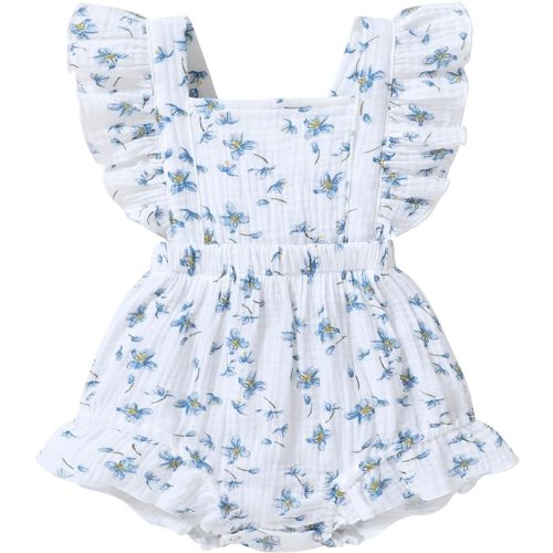 YOUNGER TREE Toddler Baby Girl Ruffled Sleeveless Romper Casual Summer Jumpsuit Cotton Linen Clothes