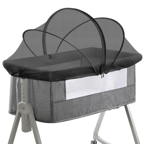 Bassinet Cover for Cats - Mosquito Net Cover for Bassinet Bedside Sleeper Travel Crib to Keep Cats Out - Breathable Baby Mosquito Net with 2-Way Zipper (Black-Small)