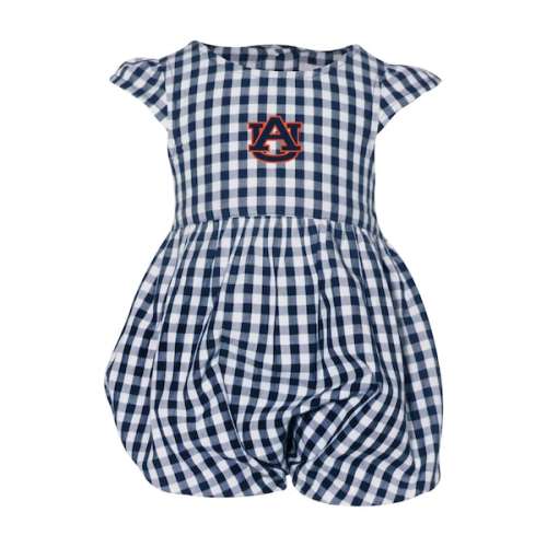 Auburn Tigers Garb Girl's  Infant Cara Gingham Ruffled Bodysuit - Navy