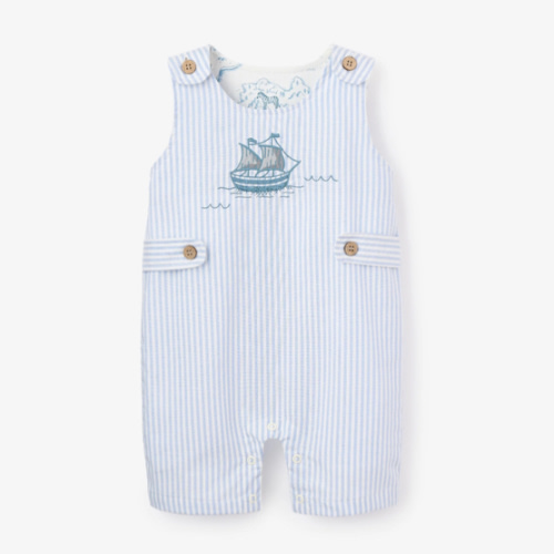 Boat Embroidered Oxford Stripe Jon Jon – Elegant Baby