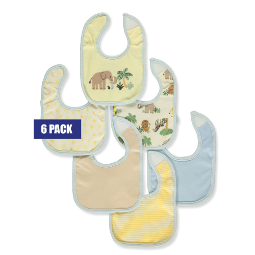 Little Me Baby Boys' 6-Pack Safari Bibs Set