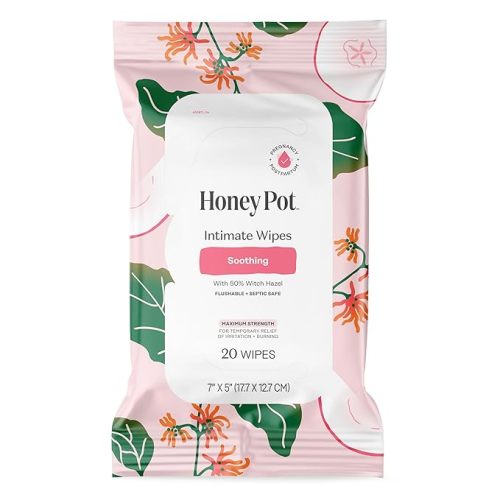 The Honey Pot Company - Feminine Wipes - Soothing Witch Hazel – Postpartum | Flushable Wipes - Herbal Infused w/Witch Hazel, Ginger, & Rose - Pregnancy Safe - Postpartum Essentials - Feminine Care -20ct