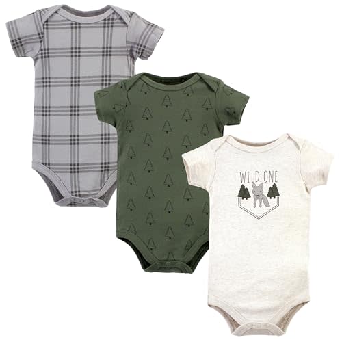 Hudson Baby Unisex Baby Cotton Bodysuits, Wild One Wolf, 6-9 Months