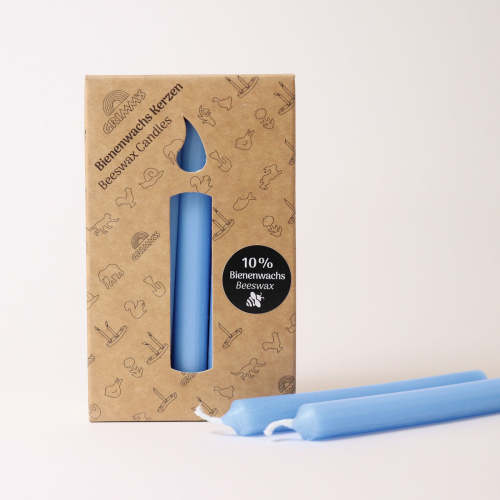 12 Grimm's Blue 10% Beeswax Candles in Box – Kinoko Kids