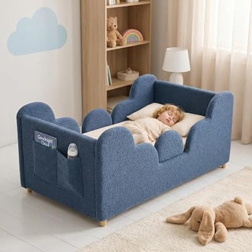 Toddler Floor Bed, Soft Montessori Bed with Removable Rails
