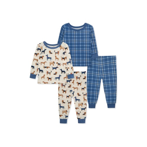2-Pack Puppy Plaid Print Stretch Viscose Pajamas Set