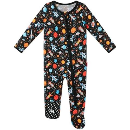 Bamboo Viscose Baby Boys Footie Pajama Long Sleeve One-piece Romper 2-Way Zipper Jumpsuit