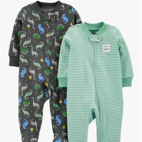 Simple Joys by Carter's baby-boys 2-way Zip Thermal Footed Sleep and Play, Pack of 2