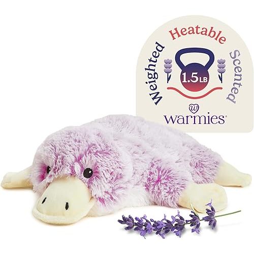 warmies Microwavable & Weighted Stuffed Animals, Platypus - Heated Stuffed Animal Plushie for Warmth & Comfort - Cute Soft Plush Toys for Adults & Children (Boys, Girls, Babies & Toddlers)
