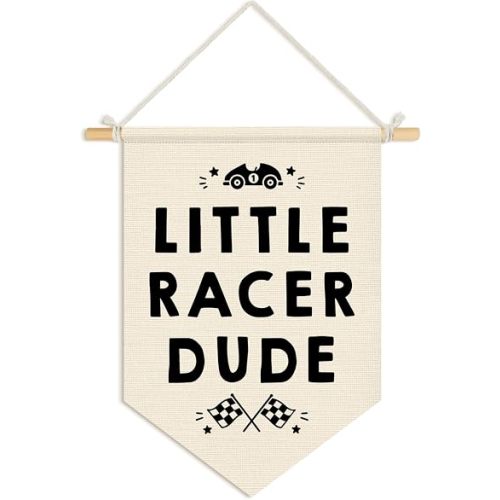 Little Racer Dude Banner,Playroom Decor,Race Car Room Decor for Boys