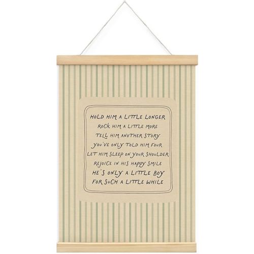 CFFJLHN Boy Nursery Wall Art Decor, Boys Room Canvas Art Poster Hanger Framed, Hold Him a Little Longer Nursery Wall Decor for Kids Toddler Baby Boys Room Bedroom Playroom, 12x16 Inch