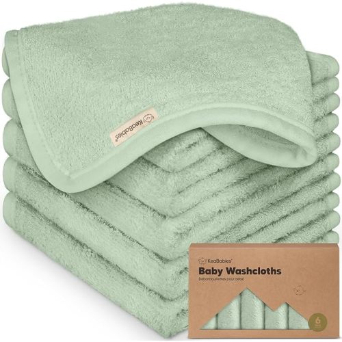 6-Pack Baby Washcloths, Soft Absorbent Washcloths for Face, Body (Pistachio) | Viscose from Bamboo Washcloths, Baby Towels, Newborn, Kids, Toddlers, Infant, Gentle on Sensitive Skin, 10x10, Reusable