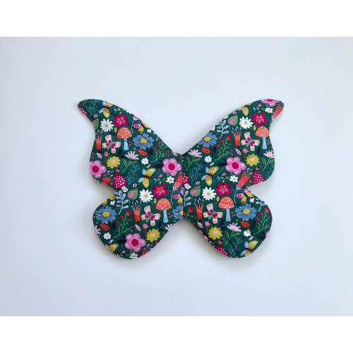 Toadstool Wearable butterfly wings for kids// fairy wings// mushroom floral// whimsical wings// quilted cotton fabric wings