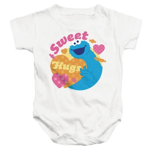 Baby Sesame Street Valentine's Day Sweet Hugs With Cookie Monster Infant Bodysuit, White, 6 Months