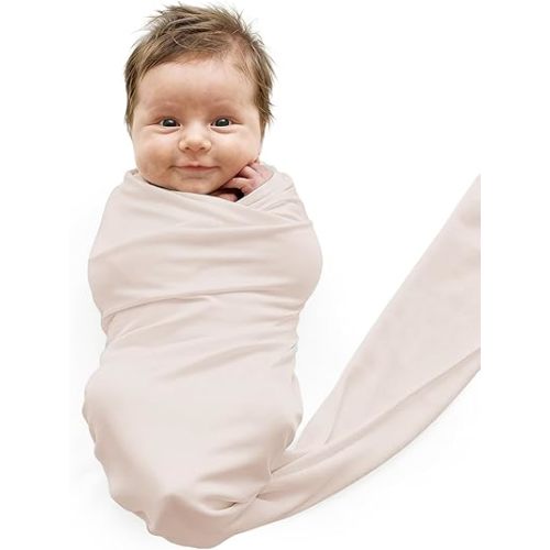 Caden Lane Baby Swaddle & Receiving Blanket, Soft, Breathable & Temperature-Regulating Bamboo Viscose Fabric for Swaddling Newborns, Gender Neutral Infant Blanket for Boys & Girls, Pale Pink