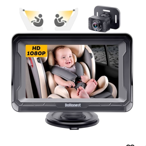 DoHonest Baby Car Camera HD 1080P - Rear-Facing Car Baby Monitor with Night Vision, Adjustable View Angle, Easy Setup, Anti-Glare Display, Safety for Kids & Infants