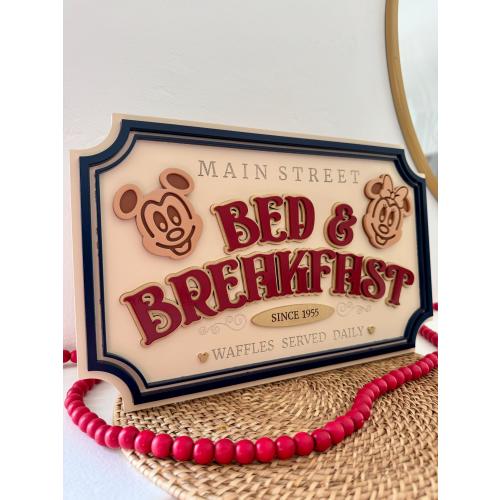 Main Street Bed & Breakfast Sign | Mickey Shaped Waffle Sign | Mickey Waffle Home Decor | Disney Bed and Breakfast Sign
