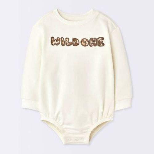 Baby 'Wild One' Sweatshirt Romper - Cloud Island™ Off-White 0-3M