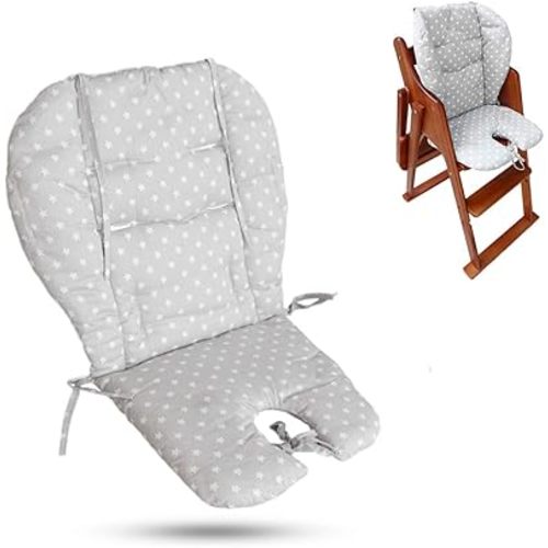 Twoworld High Chair Cushion, Large Thickening Baby High Chair Seat Cushion Liner Mat Pad Cover Breathable Suitable for All Kinds of Baby Dining Chairs (Fashion Gray Star)