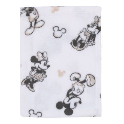 NoJo Disney Mickey and Minnie Mouse Black and White Super Soft Baby Blanket