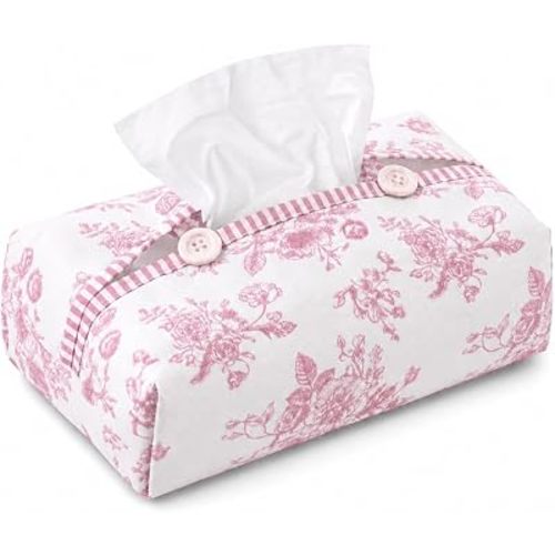 Pink Floral Baby Wipes Cover Waterproof Cotton Baby Wipe Cover with Button Closure, Reusable Decorative Wet Wipes Dispenser Case for Nursery Diaper Bag Travel, New Mom Gift