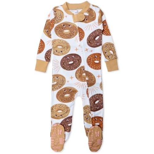 HonestBaby Non-Slip Footed Pajamas One-Piece Sleeper Zip-Front Pjs 100% Organic Cotton for Baby Boys
