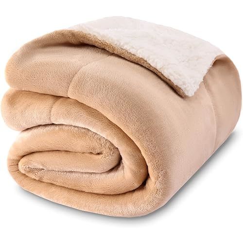 NANPIPER Baby Sherpa Blanket,Warm Toddler Throw Blanket,Soft Newborn Fleece Blanket for Winter (Beige,30x40 inches)