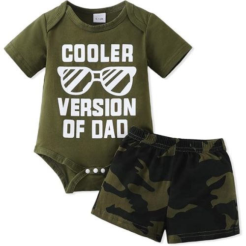 NZRVAWS Newborn Baby Boy Clothes Letter Printed Romper Shorts Summer Infant Outfits Camo Clothing Set 0 3 6 9 12 Months