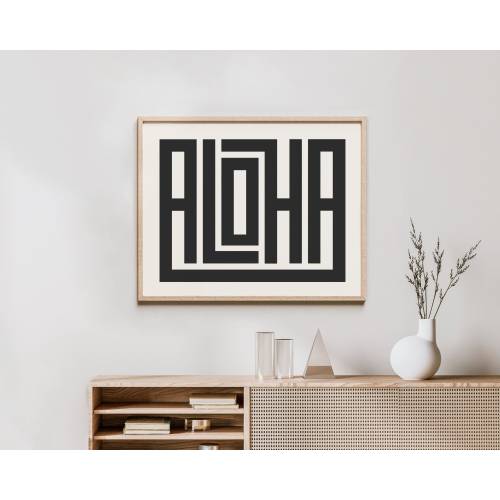 Aloha Wall Art - Hawaii Art Print, Aloha Typography Poster - Coastal Decor, Beach Home Art, Minimalist Surfer Gift